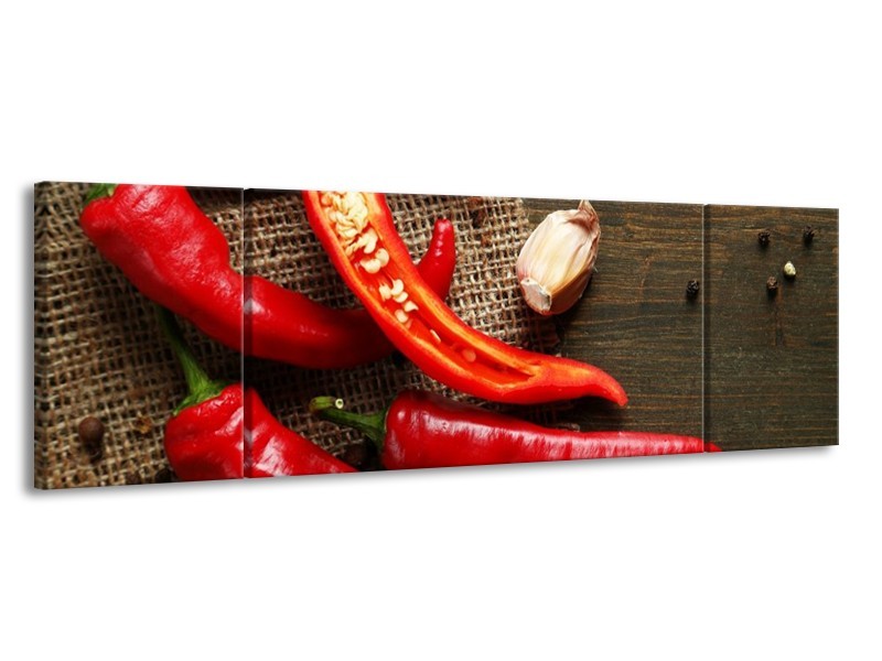 Canvas schilderij Paprika | Rood, Bruin | 170x50cm 3Luik
