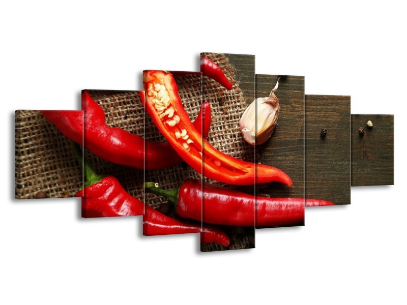 Canvas schilderij Paprika | Rood, Bruin | 210x100cm 7Luik