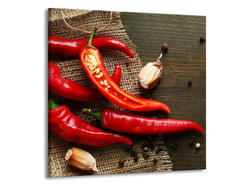 Canvas schilderij Paprika | Rood, Bruin | 50x50cm 1Luik