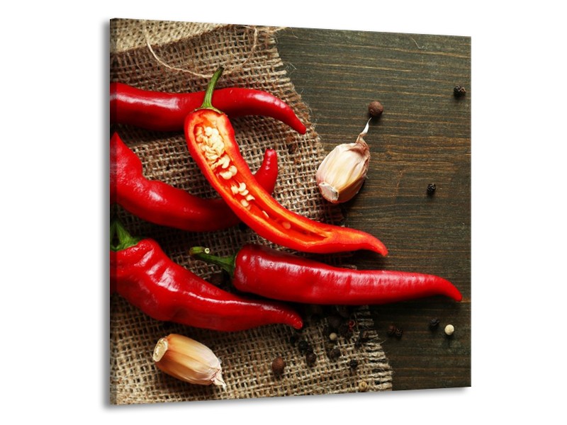 Canvas schilderij Paprika | Rood, Bruin | 70x70cm 1Luik