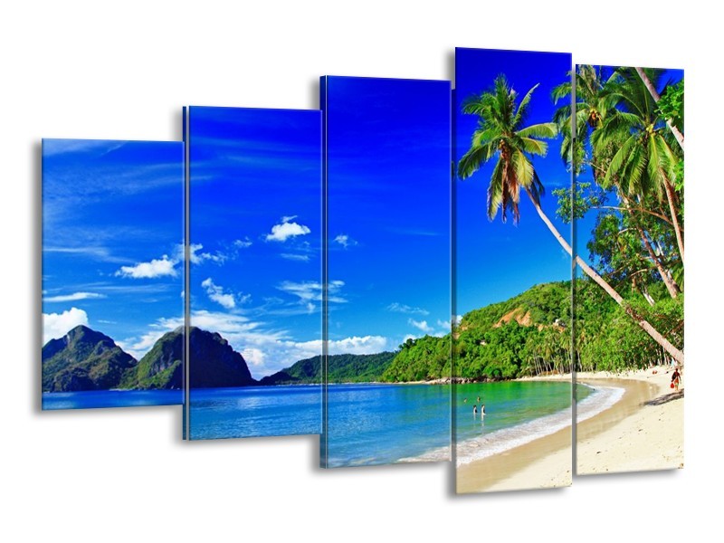 Canvas schilderij Vakantie | Blauw, Groen | 150x100cm 5Luik
