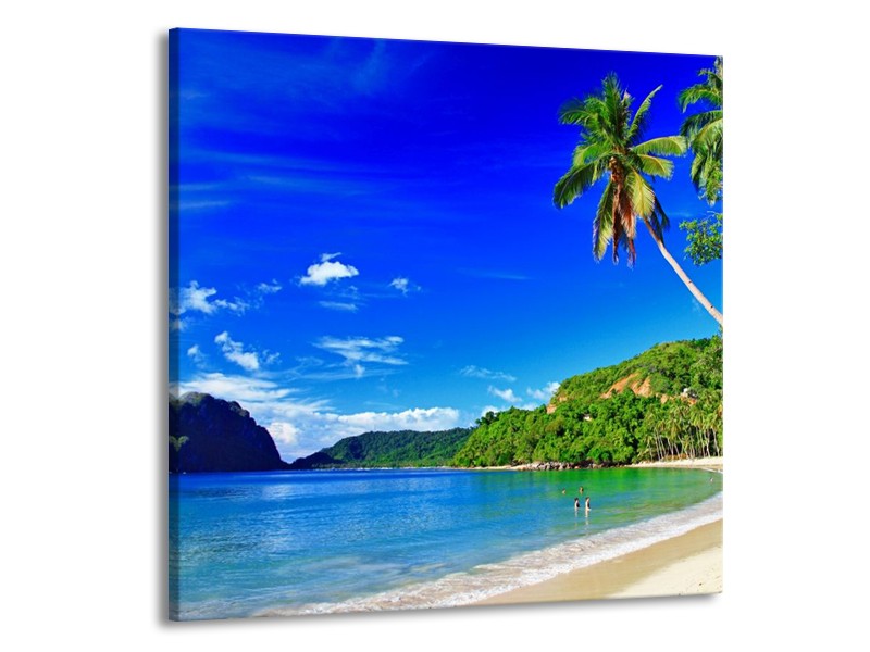 Glas schilderij Vakantie | Blauw, Groen | 50x50cm 1Luik