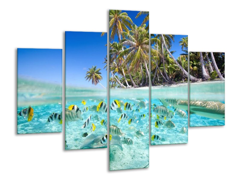 Canvas schilderij Natuur | Blauw, Groen | 100x70cm 5Luik