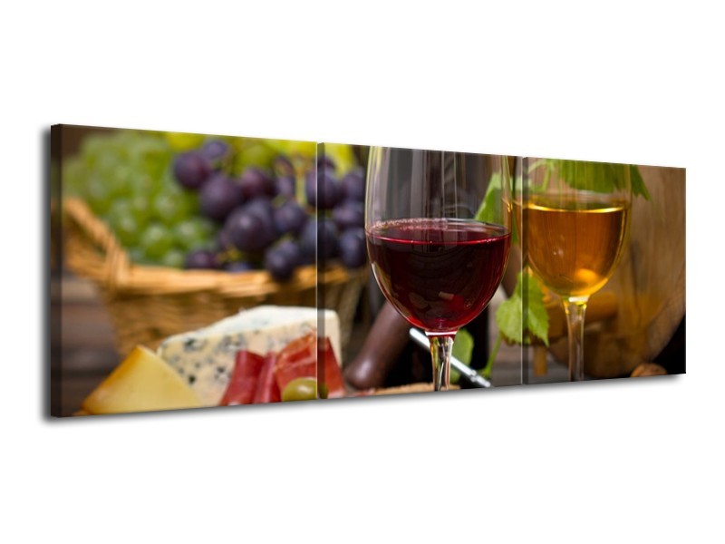 Canvas schilderij Wijn | Groen, Bruin | 120x40cm 3Luik