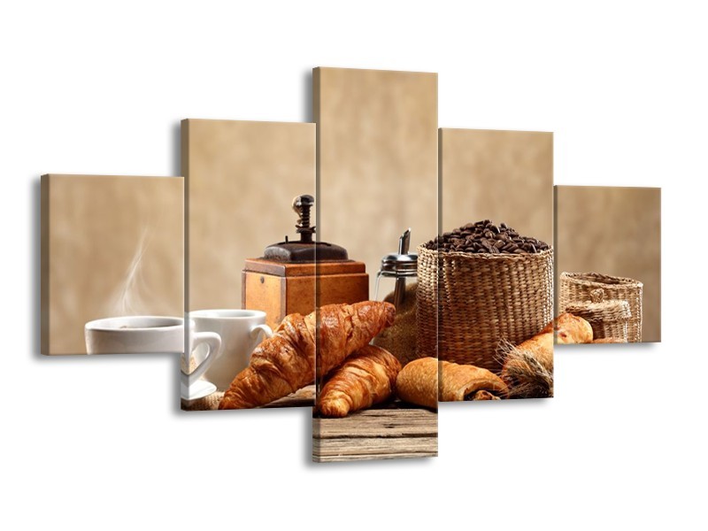 Glas schilderij Ontbijt | Bruin, Crème | 125x70cm 5Luik