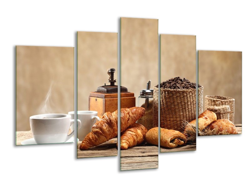 Canvas schilderij Ontbijt | Bruin, Crème | 170x100cm 5Luik