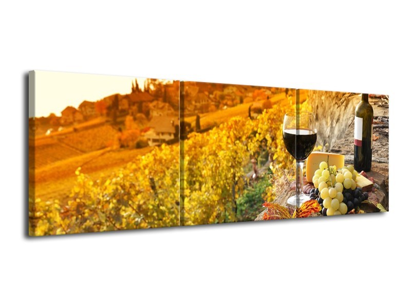 Canvas schilderij Frankrijk | Bruin, Oranje | 120x40cm 3Luik