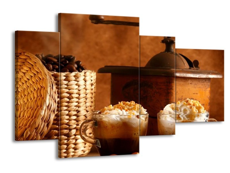Canvas schilderij Koffie | Bruin | 120x75cm 4Luik