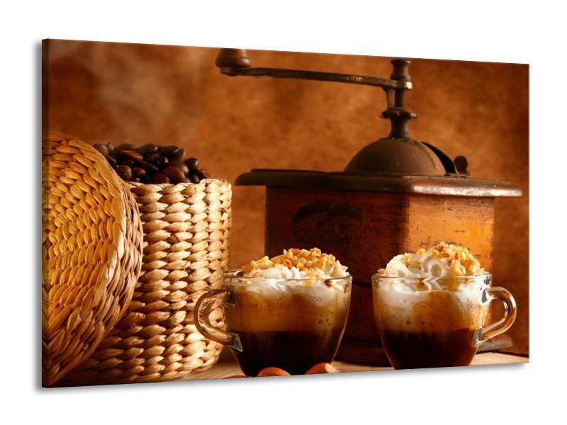 Canvas schilderij Koffie | Bruin | 140x90cm 1Luik