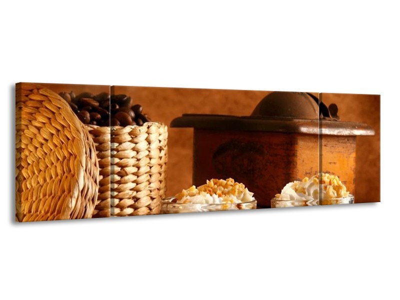 Canvas schilderij Koffie | Bruin | 170x50cm 3Luik