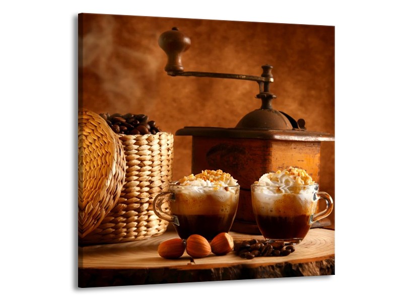 Canvas schilderij Koffie | Bruin | 50x50cm 1Luik