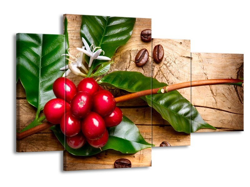 Canvas schilderij Keuken | Rood, Groen, Bruin | 120x75cm 4Luik