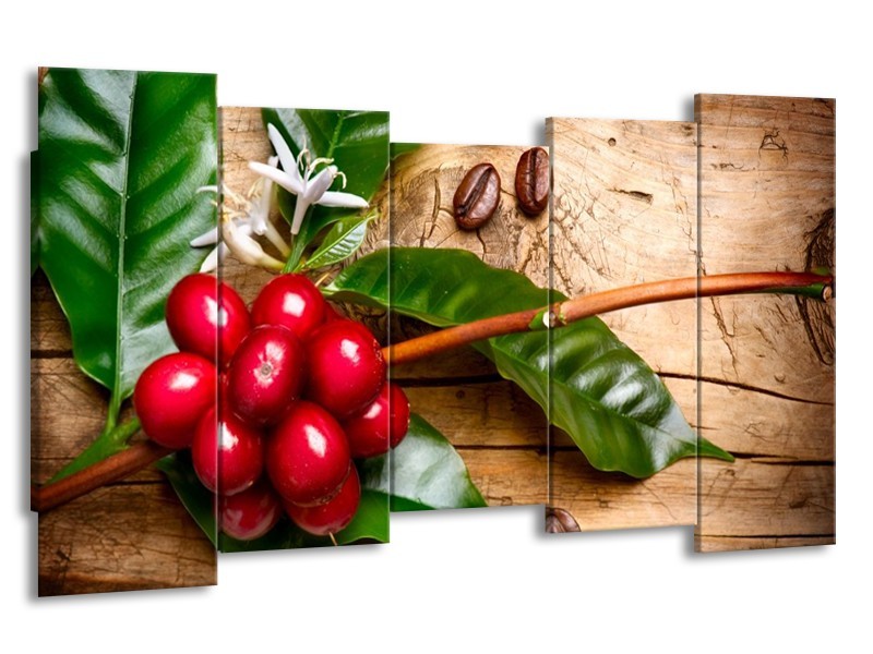 Canvas schilderij Keuken | Rood, Groen, Bruin | 150x80cm 5Luik