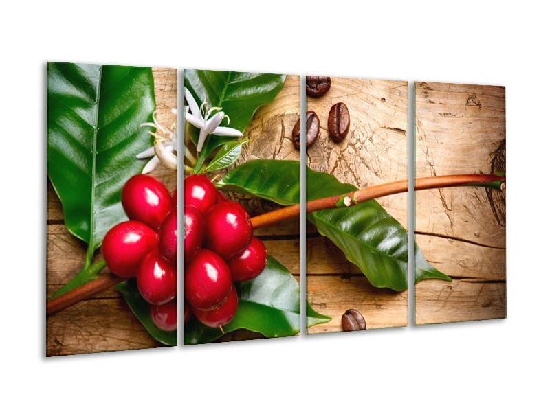 Canvas schilderij Keuken | Rood, Groen, Bruin | 160x80cm 4Luik