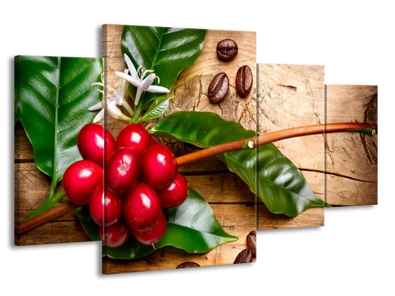 Canvas schilderij Keuken | Rood, Groen, Bruin | 160x90cm 4Luik