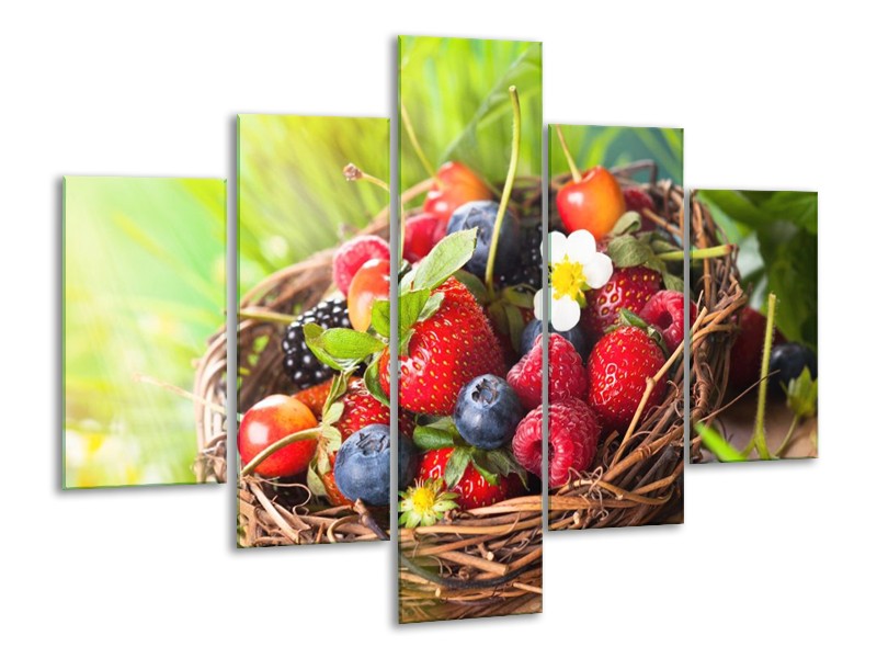 Canvas schilderij Fruit | Groen, Rood | 100x70cm 5Luik