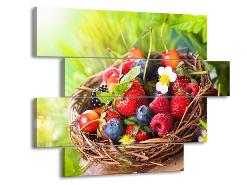 Canvas schilderij Fruit | Groen, Rood | 115x85cm 4Luik