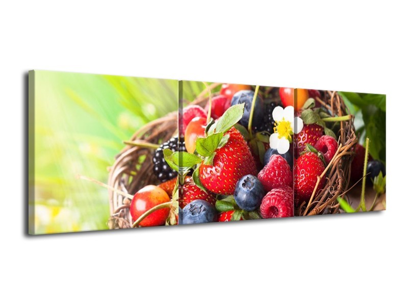 Canvas schilderij Fruit | Groen, Rood | 120x40cm 3Luik