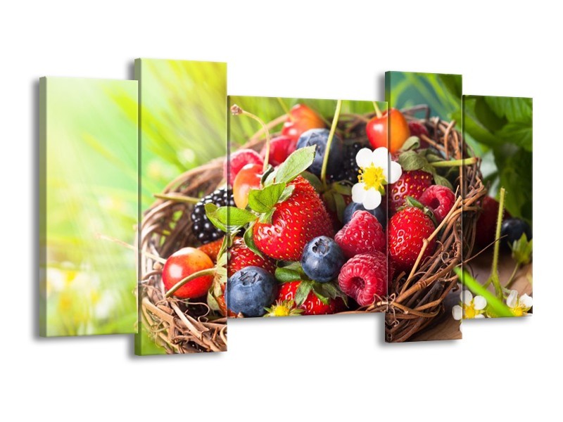 Canvas schilderij Fruit | Groen, Rood | 120x65 5Luik