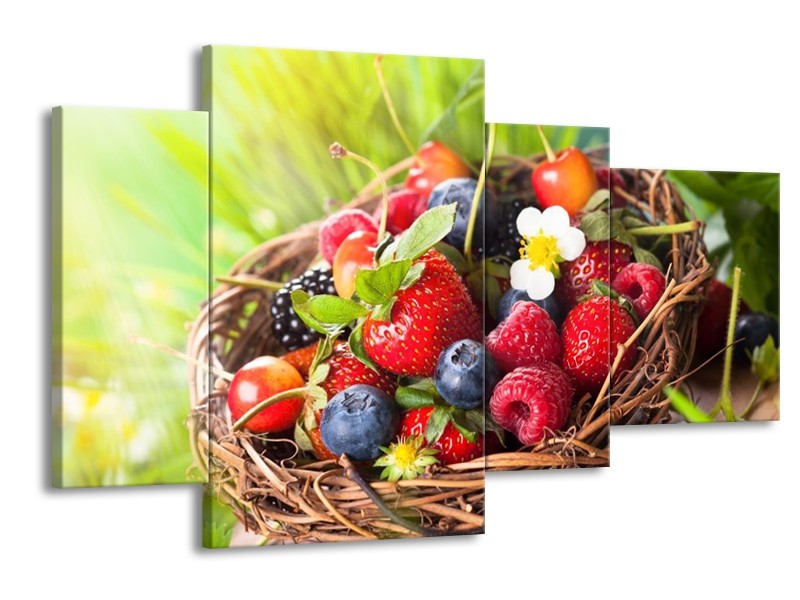 Canvas schilderij Fruit | Groen, Rood | 120x75cm 4Luik