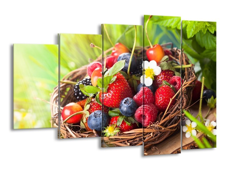 Canvas schilderij Fruit | Groen, Rood | 150x100cm 5Luik