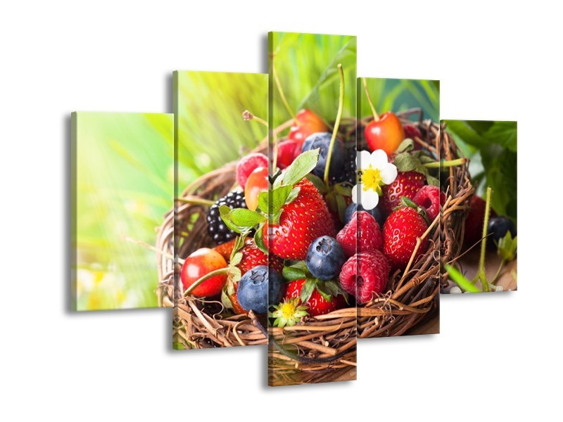 Canvas schilderij Fruit | Groen, Rood | 150x105cm 5Luik