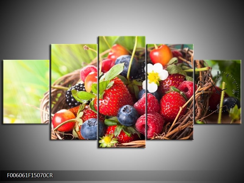 Klok schilderij Fruit | Groen, Rood | 150x70cm 5Luik