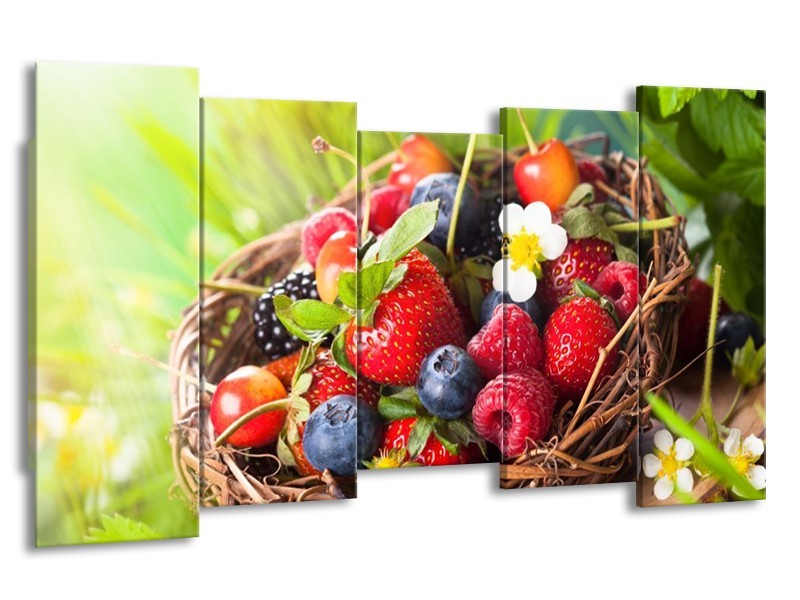 Canvas schilderij Fruit | Groen, Rood | 150x80cm 5Luik