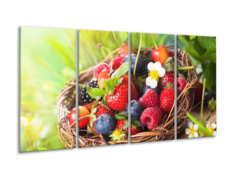 Canvas schilderij Fruit | Groen, Rood | 160x80cm 4Luik