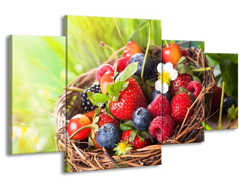 Canvas schilderij Fruit | Groen, Rood | 160x90cm 4Luik