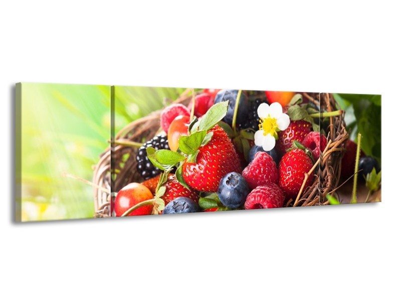 Canvas schilderij Fruit | Groen, Rood | 170x50cm 3Luik