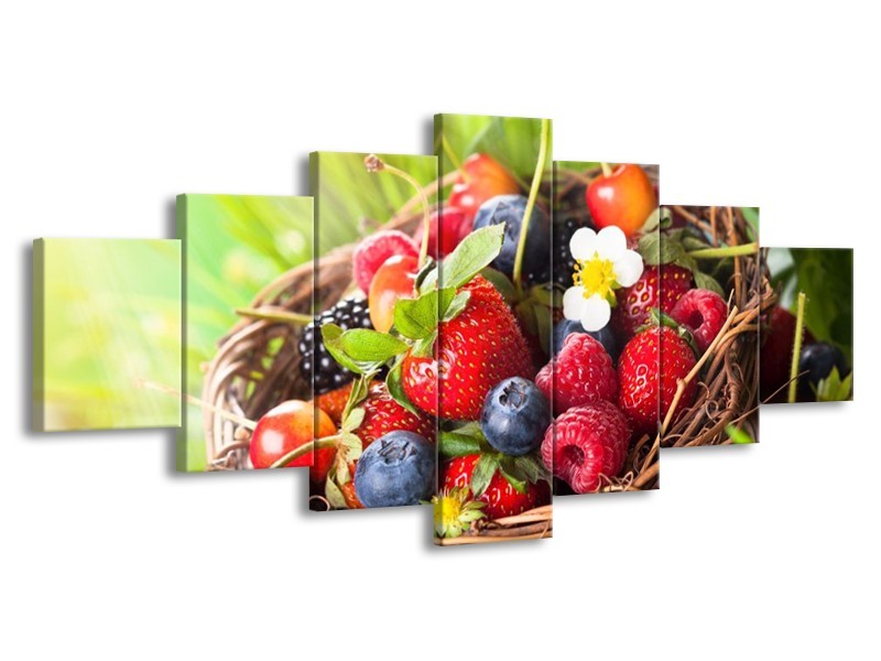 Canvas schilderij Fruit | Groen, Rood | 210x100cm 7Luik