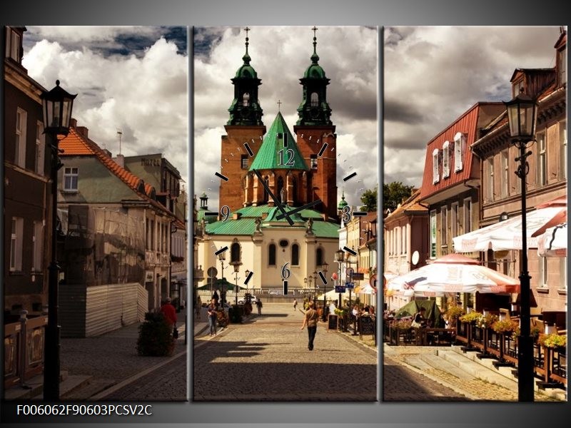 Klok schilderij Monument | Bruin, Grijs | 90x60cm 3Luik