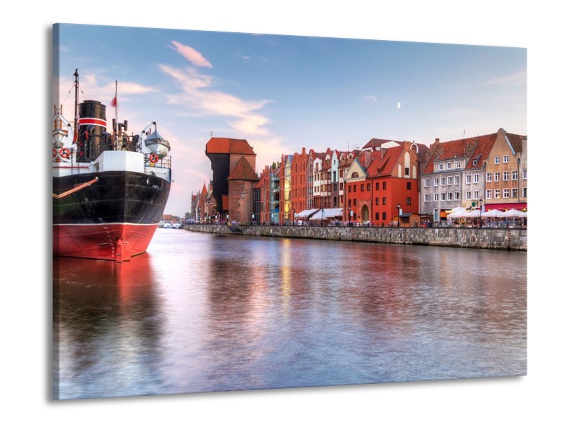 Glas schilderij Schip | Grijs, Rood | 100x70cm 1Luik