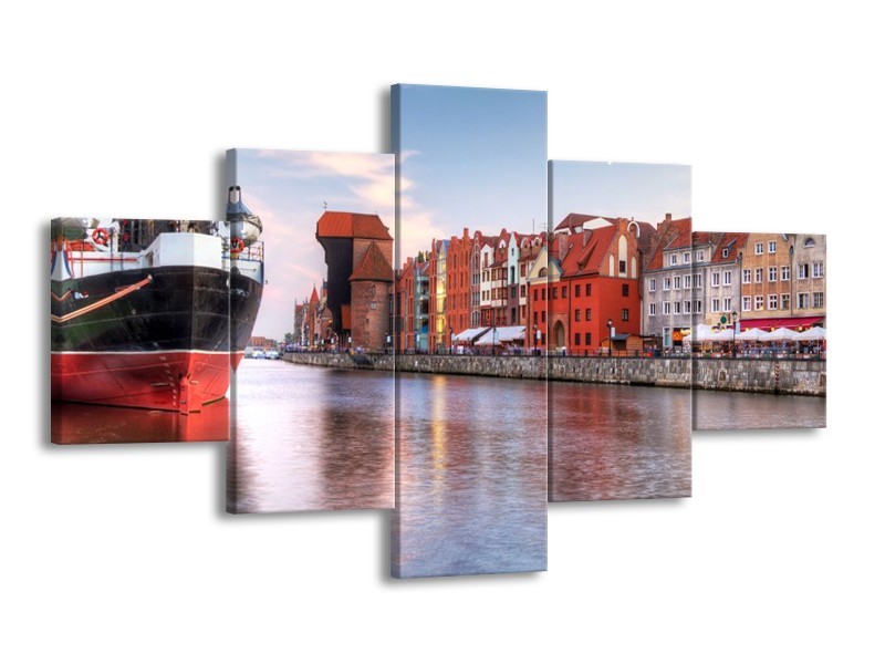 Glas schilderij Schip | Grijs, Rood | 125x70cm 5Luik