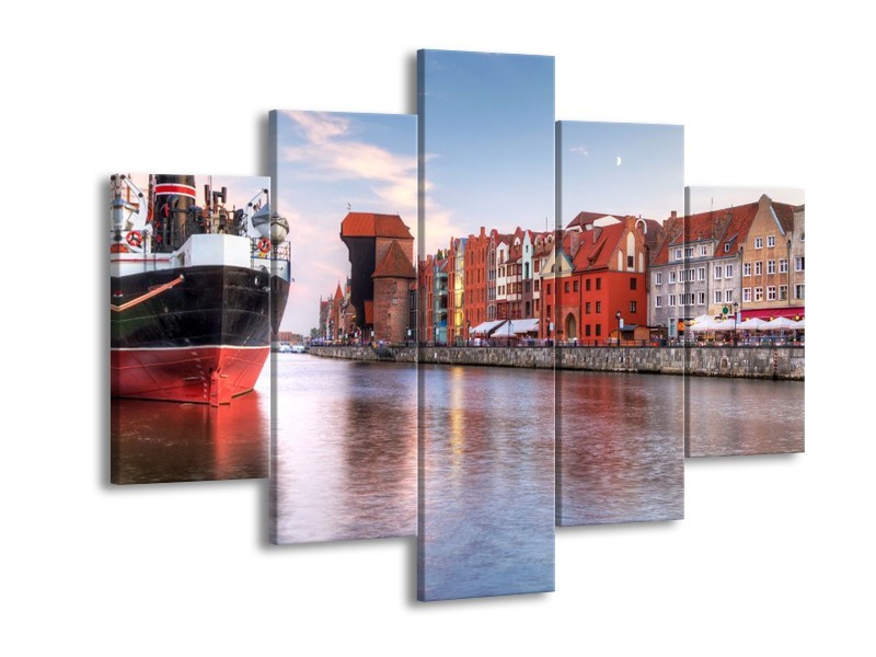 Glas schilderij Schip | Grijs, Rood | 150x105cm 5Luik
