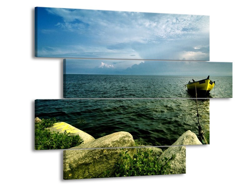 Glas schilderij Zee | Grijs, Groen | 115x85cm 4Luik