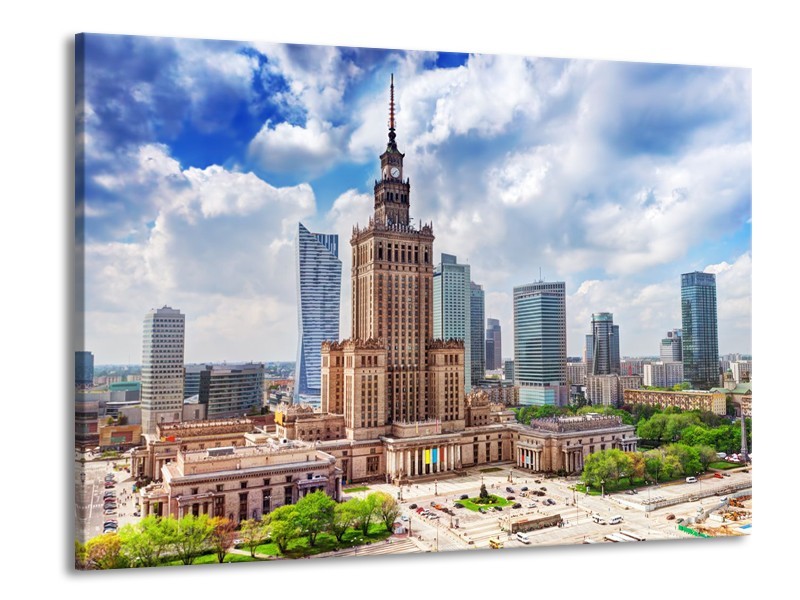 Glas schilderij Gebouw | Grijs, Blauw, Groen | 100x70cm 1Luik