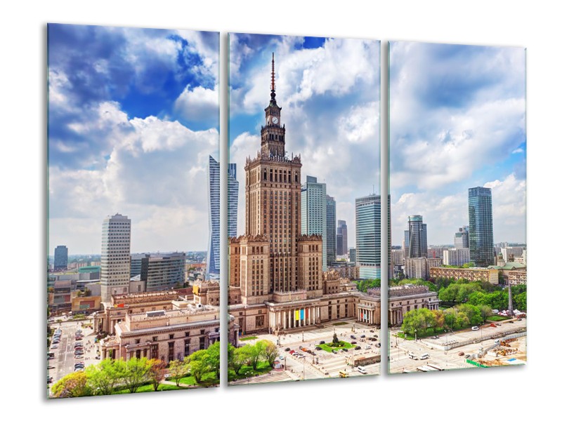 Glas schilderij Gebouw | Grijs, Blauw, Groen | 120x80cm 3Luik