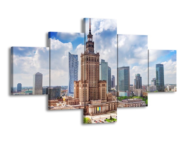 Glas schilderij Gebouw | Grijs, Blauw, Groen | 125x70cm 5Luik