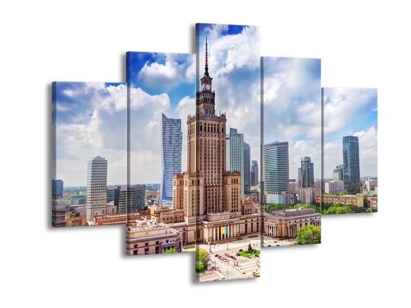 Glas schilderij Gebouw | Grijs, Blauw, Groen | 150x105cm 5Luik