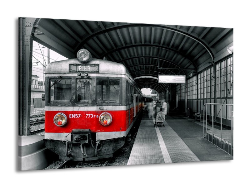 Canvas schilderij Trein | Rood, Grijs | 140x90cm 1Luik
