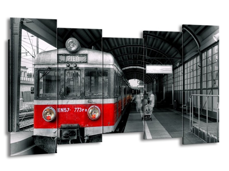 Canvas schilderij Trein | Rood, Grijs | 150x80cm 5Luik