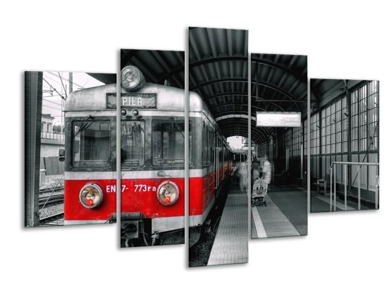 Canvas schilderij Trein | Rood, Grijs | 170x100cm 5Luik