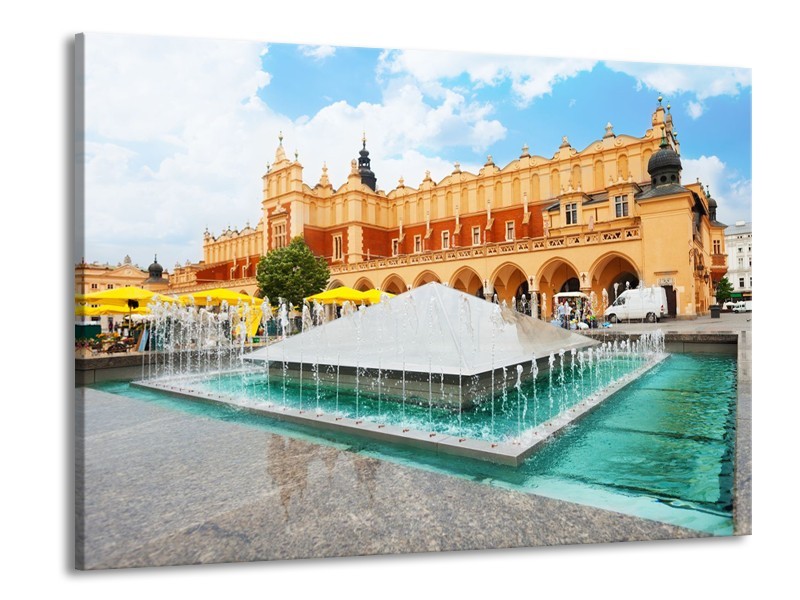 Glas schilderij Fontein | Blauw, Bruin, Groen | 100x70cm 1Luik