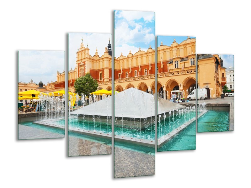 Glas schilderij Fontein | Blauw, Bruin, Groen | 100x70cm 5Luik