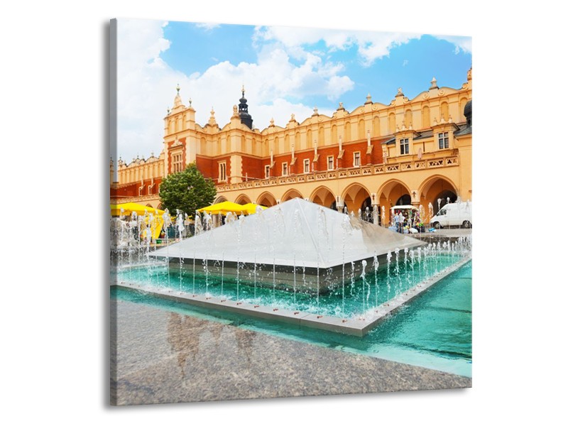 Glas schilderij Fontein | Blauw, Bruin, Groen | 50x50cm 1Luik