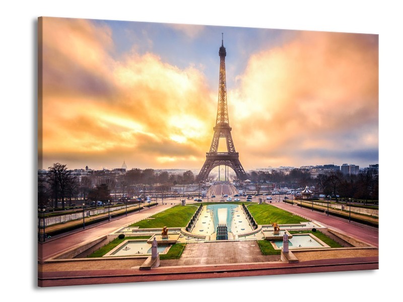 Glas schilderij Eiffeltoren | Grijs, Bruin, Groen | 100x70cm 1Luik