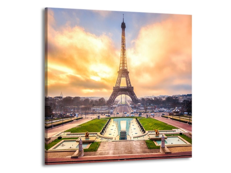 Glas schilderij Eiffeltoren | Grijs, Bruin, Groen | 50x50cm 1Luik