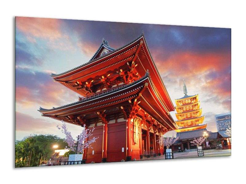 Canvas schilderij China | Rood, Grijs, Oranje | 120x70cm 1Luik
